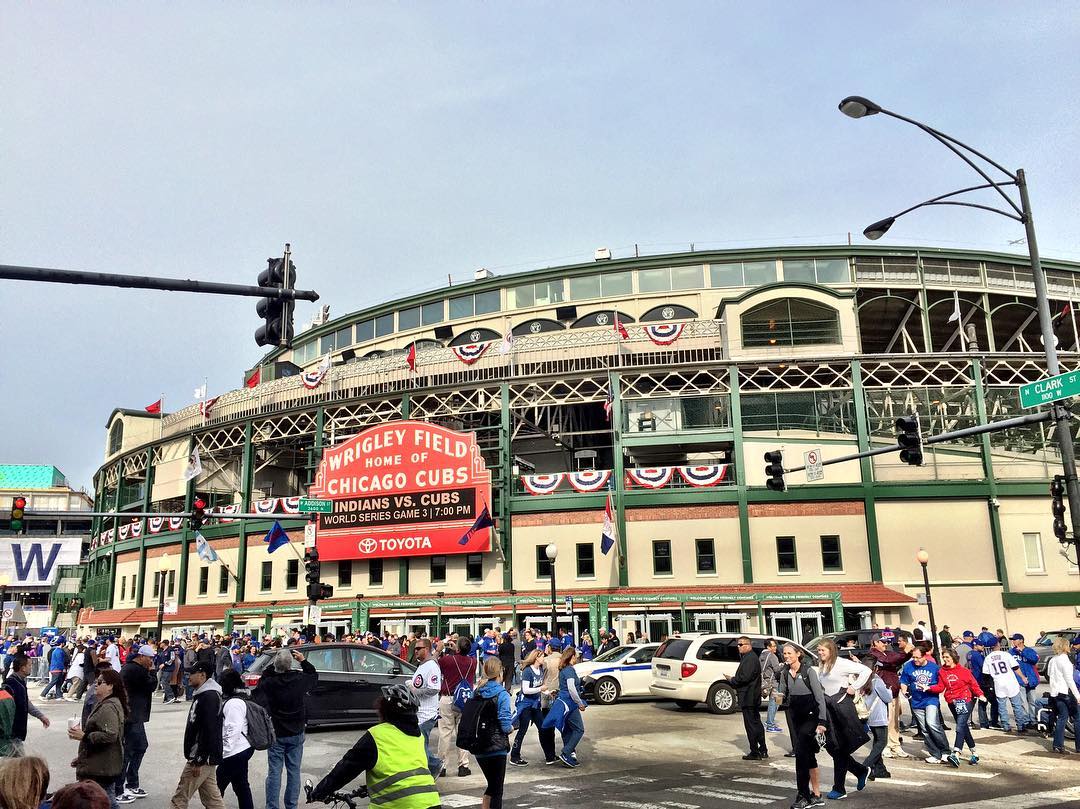 Cubs vs Indians baseball game at Wrigley Field